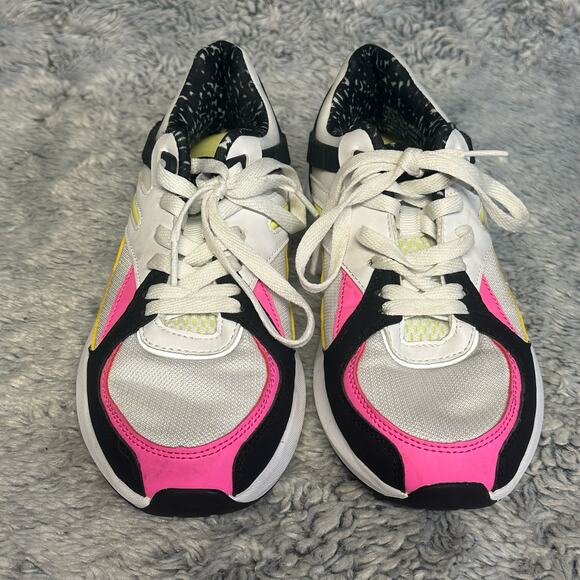 Fabletics Paige Black White Yellow Pink Athletic Sneakers Size 8.5 Gym Workout - Picture 4 of 10